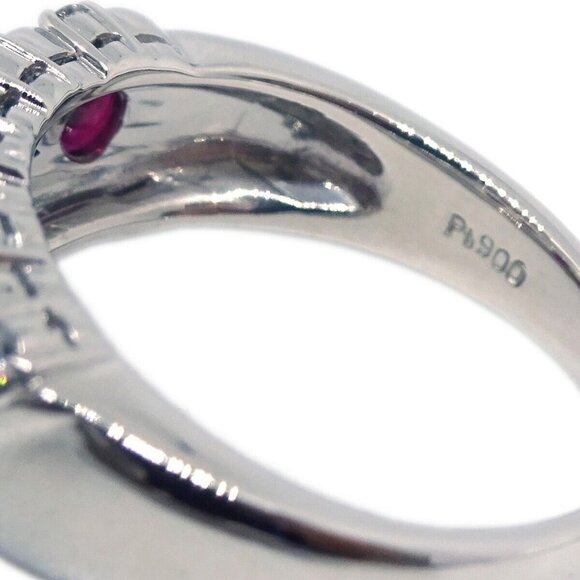 Ring PT900 Diamond Ruby Silver #51 #11 115320 - Picture 9 of 10